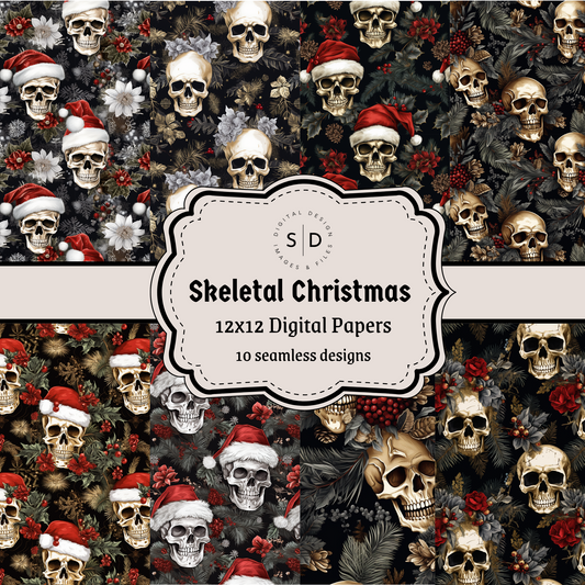 Skeleton Christmas Seamless Digital Papers