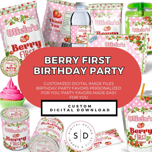 Berry First Strawberry Birthday Party Favors DFY