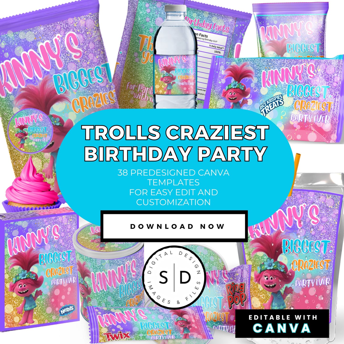 Trolls Craziest Party Favor Templates Bundle