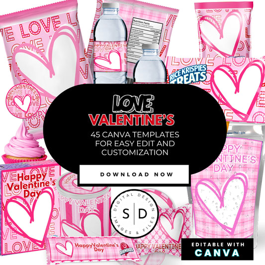 LOVE Valentines Party Favors Templates Bundle