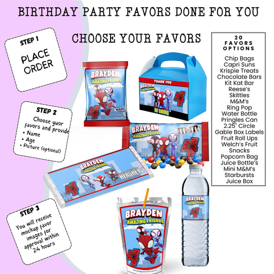 Spidey & Friends Birthday Party Favors DFY