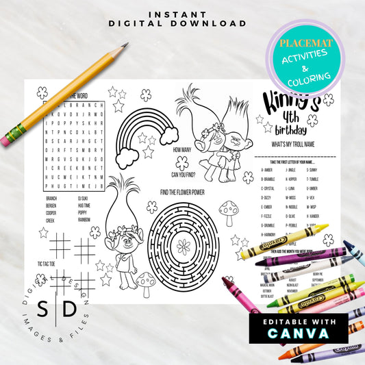 Trolls Party Activity Sheet