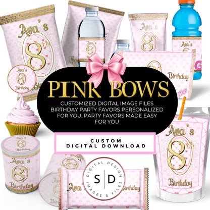 Pink Bow Party Printable Favor Designs DFY