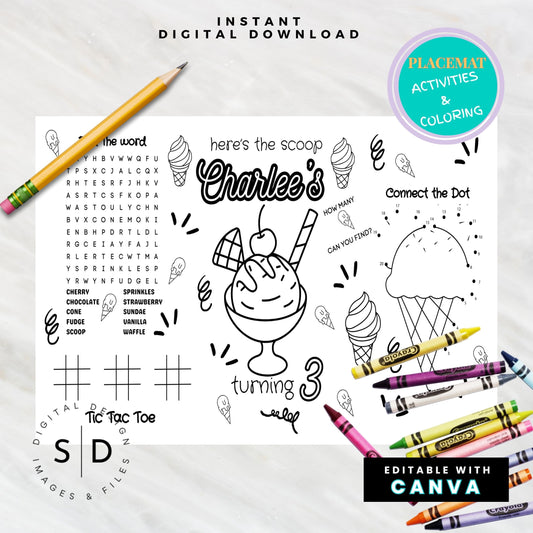 Here's The Scoop Ice Cream Party Party Activity Sheet