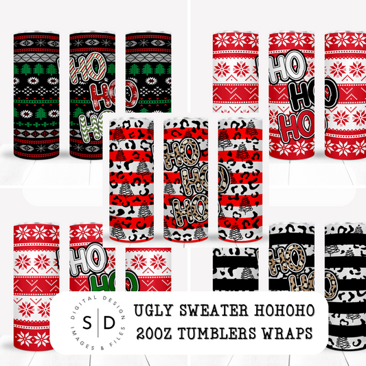 Ugly Christmas Sweater HoHoHo Tumbler Wrap