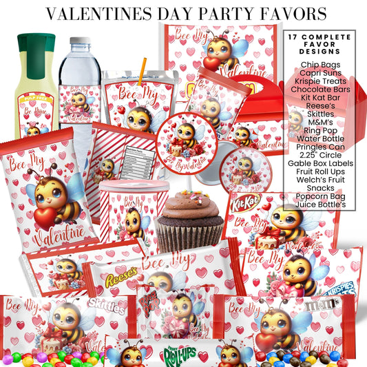 Bee My Valentine Party Favors Templates Bundle