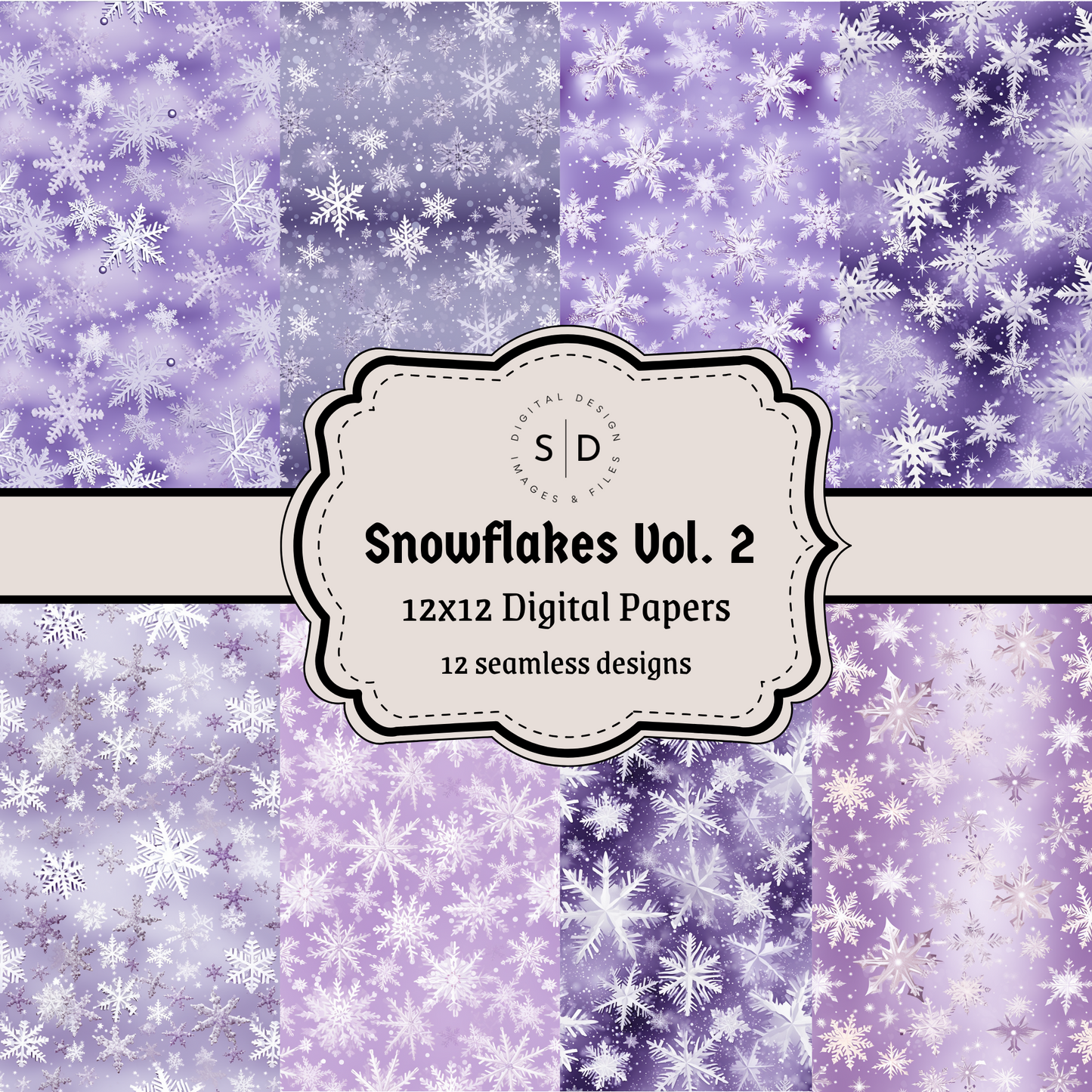 Christmas Snowflake Vol 2 Purple Seamless Digital Papers