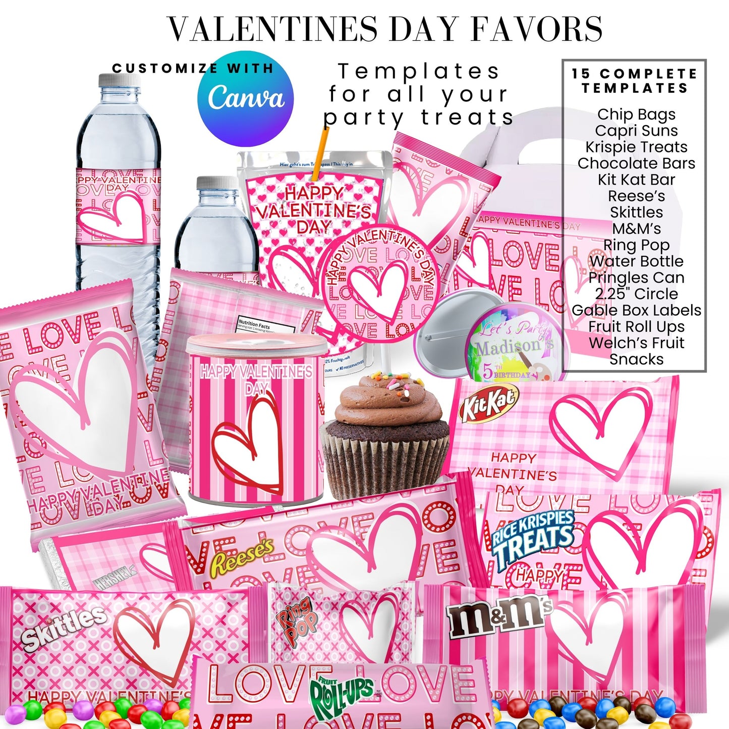 LOVE Valentines Party Favors Templates Bundle