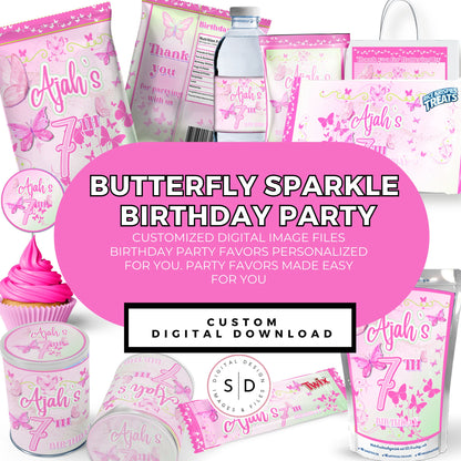 Butterfly Sparkle Pink Birthday Party Favors DFY