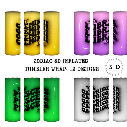 3D Inflated Zodiac Tumbler Wrap Bundle  Tumbler Wrap Designs