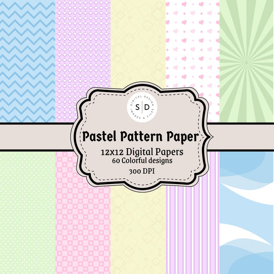 Pastel Pattern Paper Digital Papers Bundle