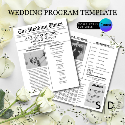 Newspaper Wedding Program Template