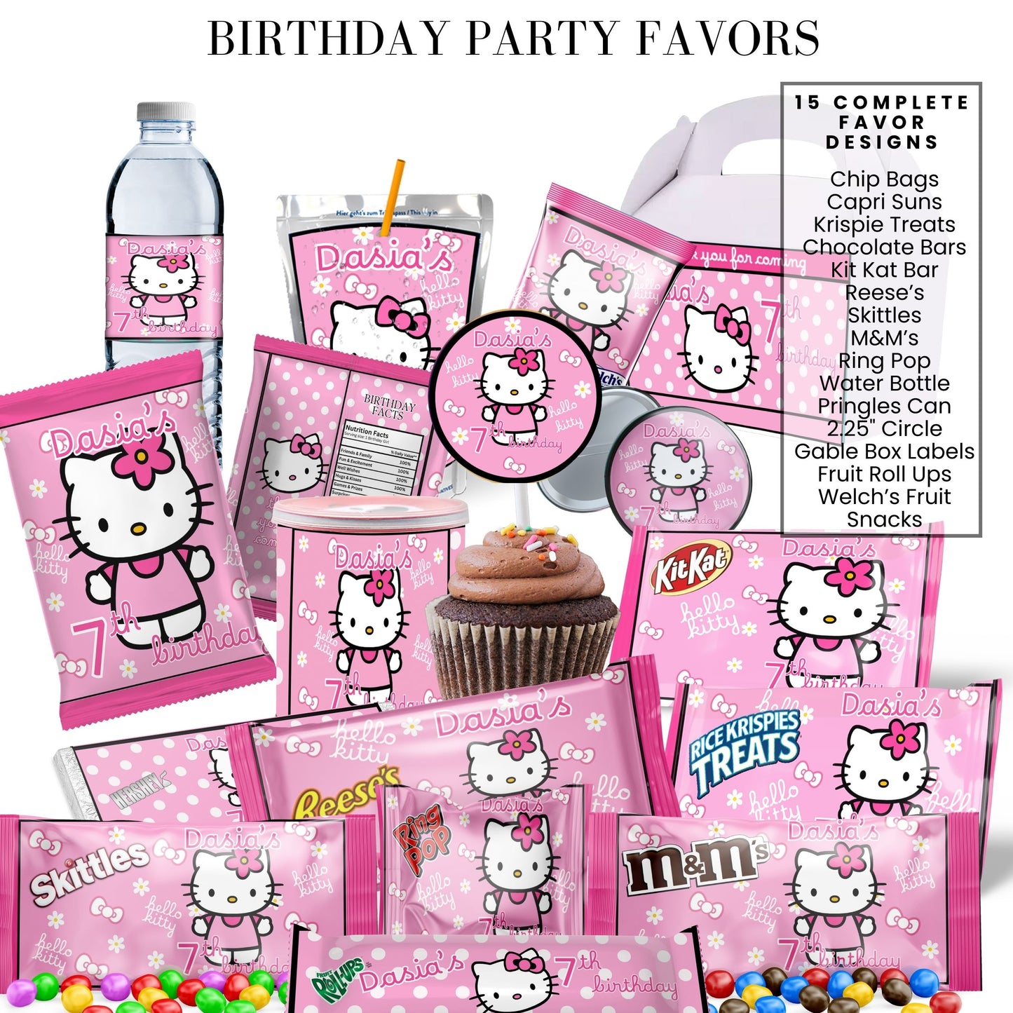 Kitty Birthday Party Favor Templates Bundle