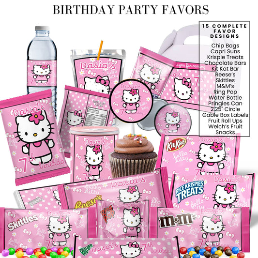 Kitty Birthday Party Favor Templates Bundle