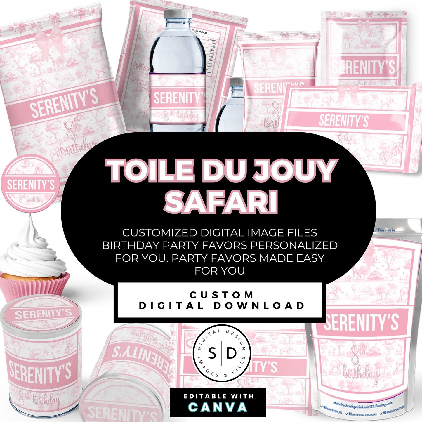 Toile du Jouy Safari Party Printable Favor Designs DFY