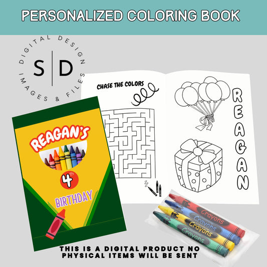 Crayon Birthday Fun Coloring Book Printable PDF CANVA DIY