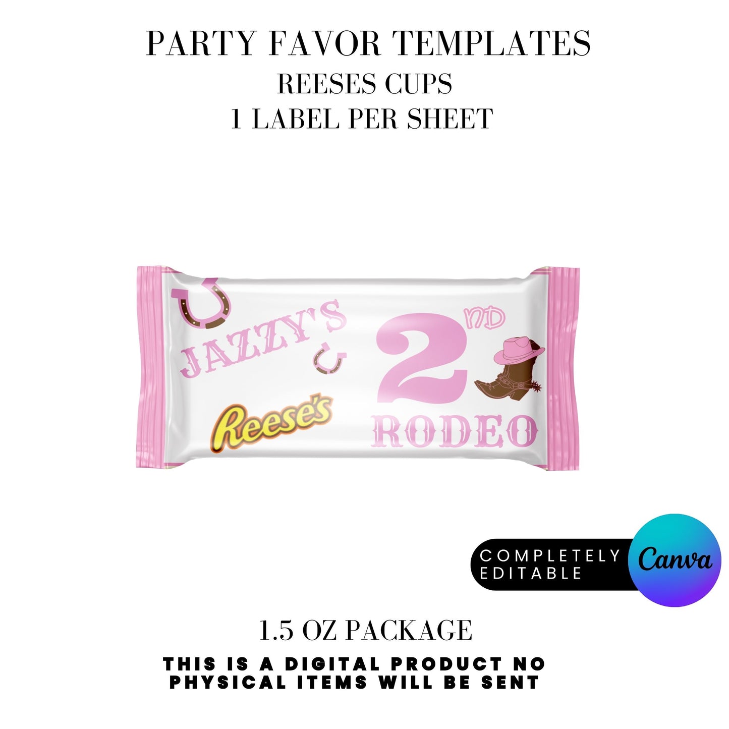 Pink Rodeo Birthday Party Favor Templates Bundle