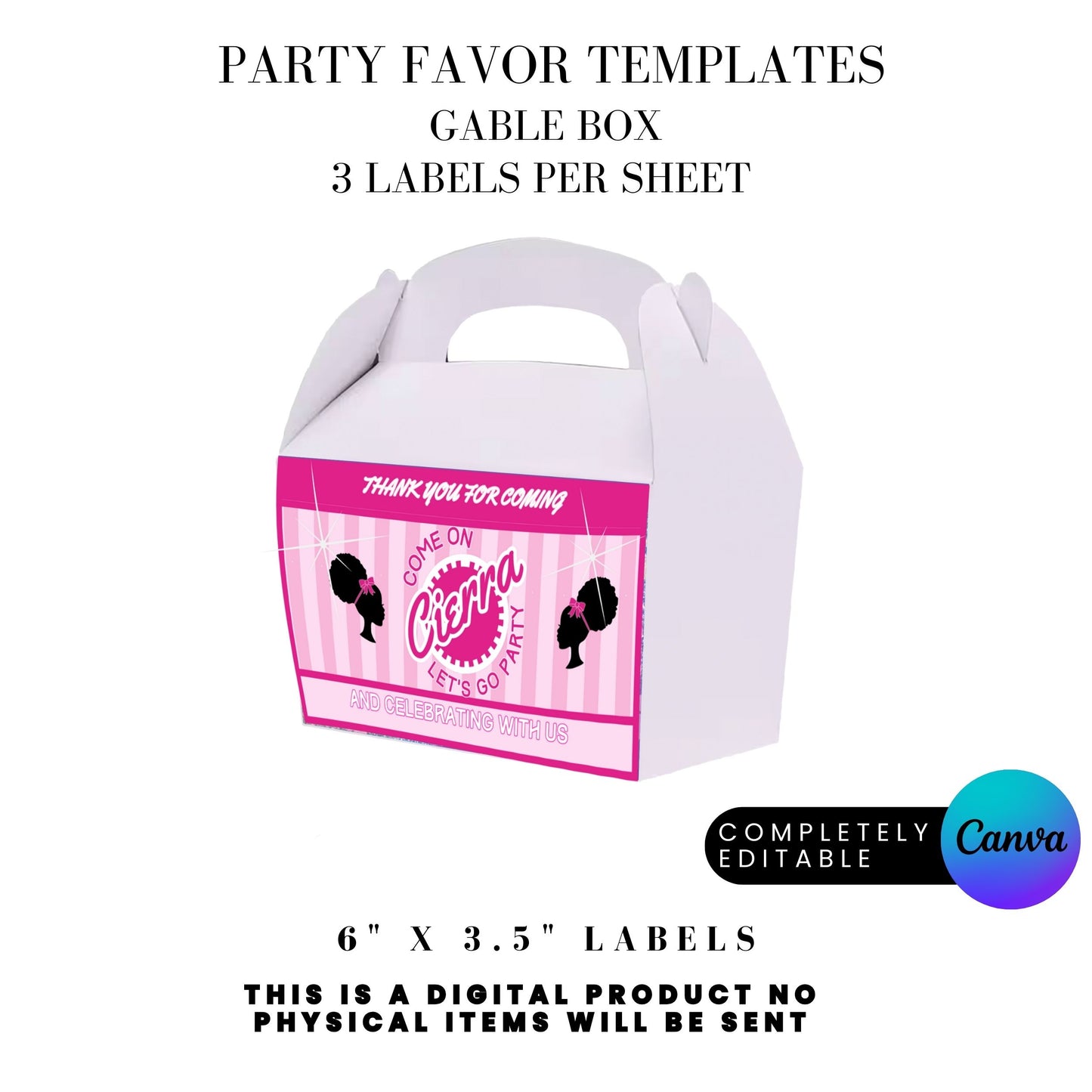 Come On Afro Barbie Birthday Party Favor Templates