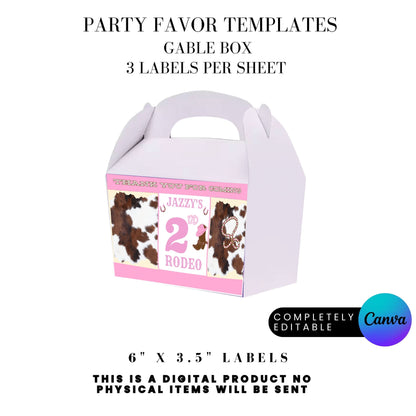 Pink Rodeo Birthday Party Favor Templates Bundle