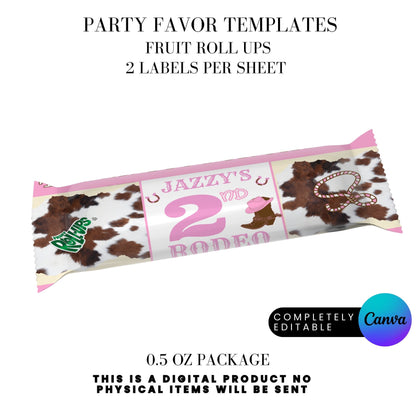 Pink Rodeo Birthday Party Favor Templates Bundle