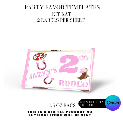 Pink Rodeo Birthday Party Favor Templates Bundle