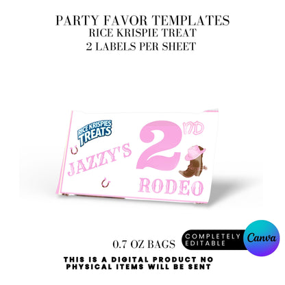 Pink Rodeo Birthday Party Favor Templates Bundle