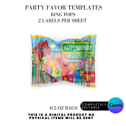 Sesame Street Birthday Party Favors Templates Bundle