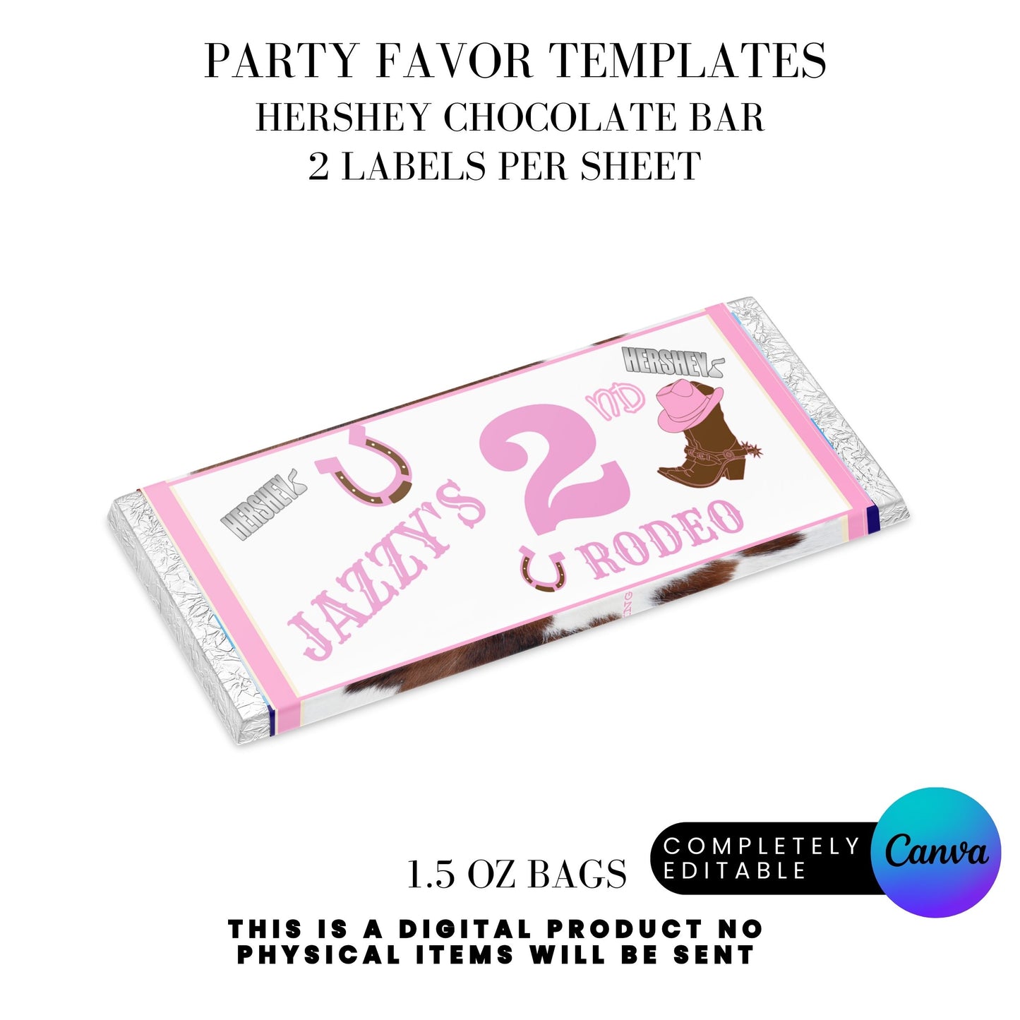 Pink Rodeo Birthday Party Favor Templates Bundle