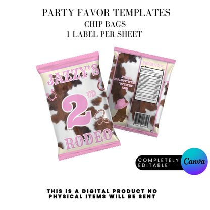 Pink Rodeo Birthday Party Favor Templates Bundle