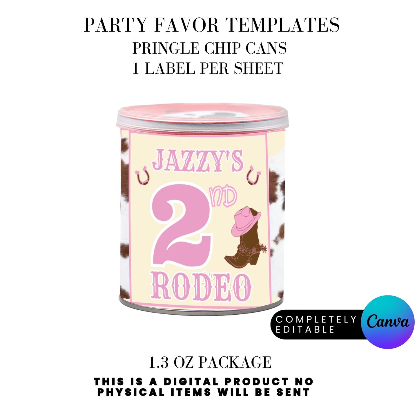 Pink Rodeo Birthday Party Favor Templates Bundle