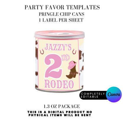 Pink Rodeo Birthday Party Favor Templates Bundle