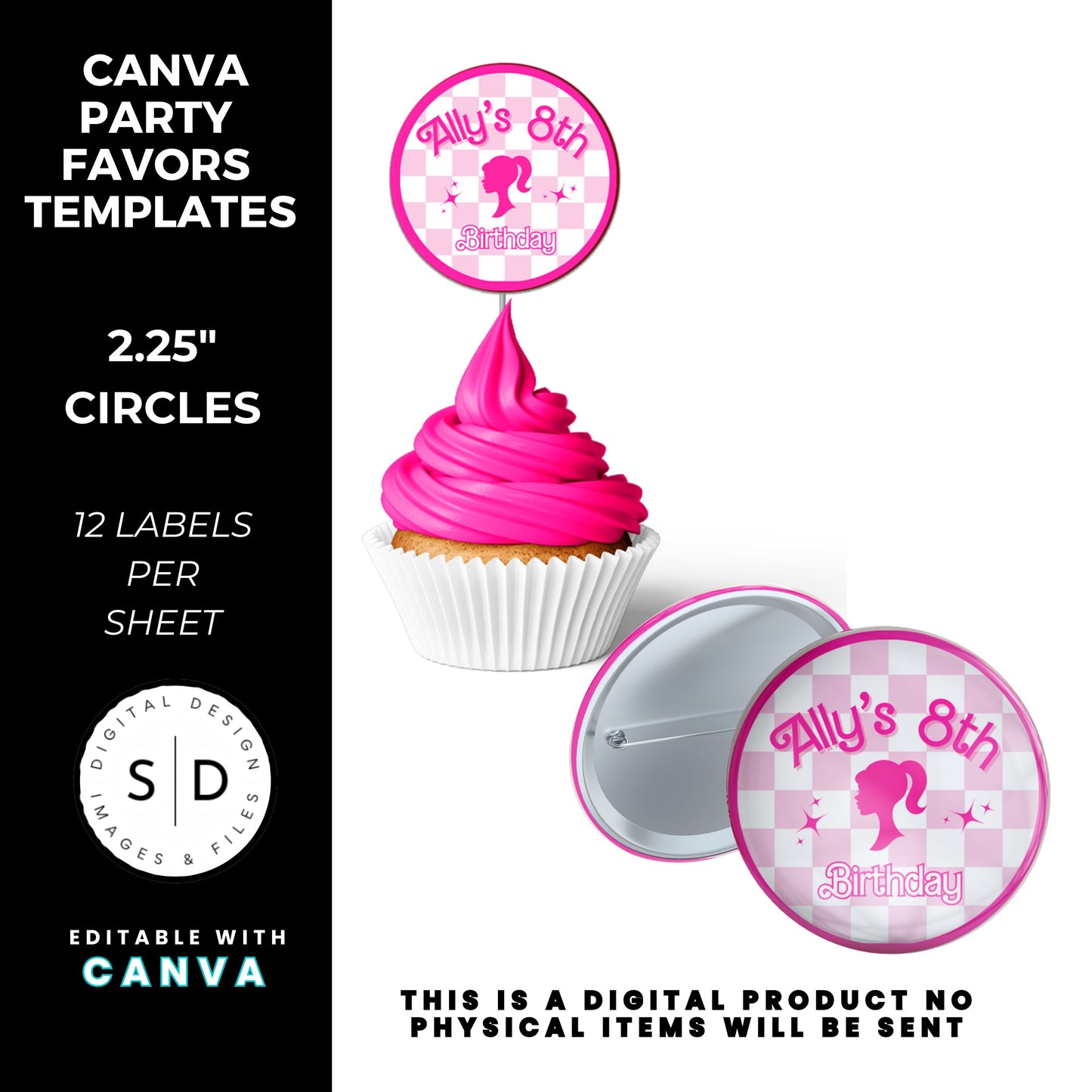 Let's Go Party Retro Barbie Birthday Party Favor Templates