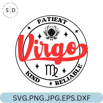 Virgo Zodiac Sign Round Frame Retro SVG