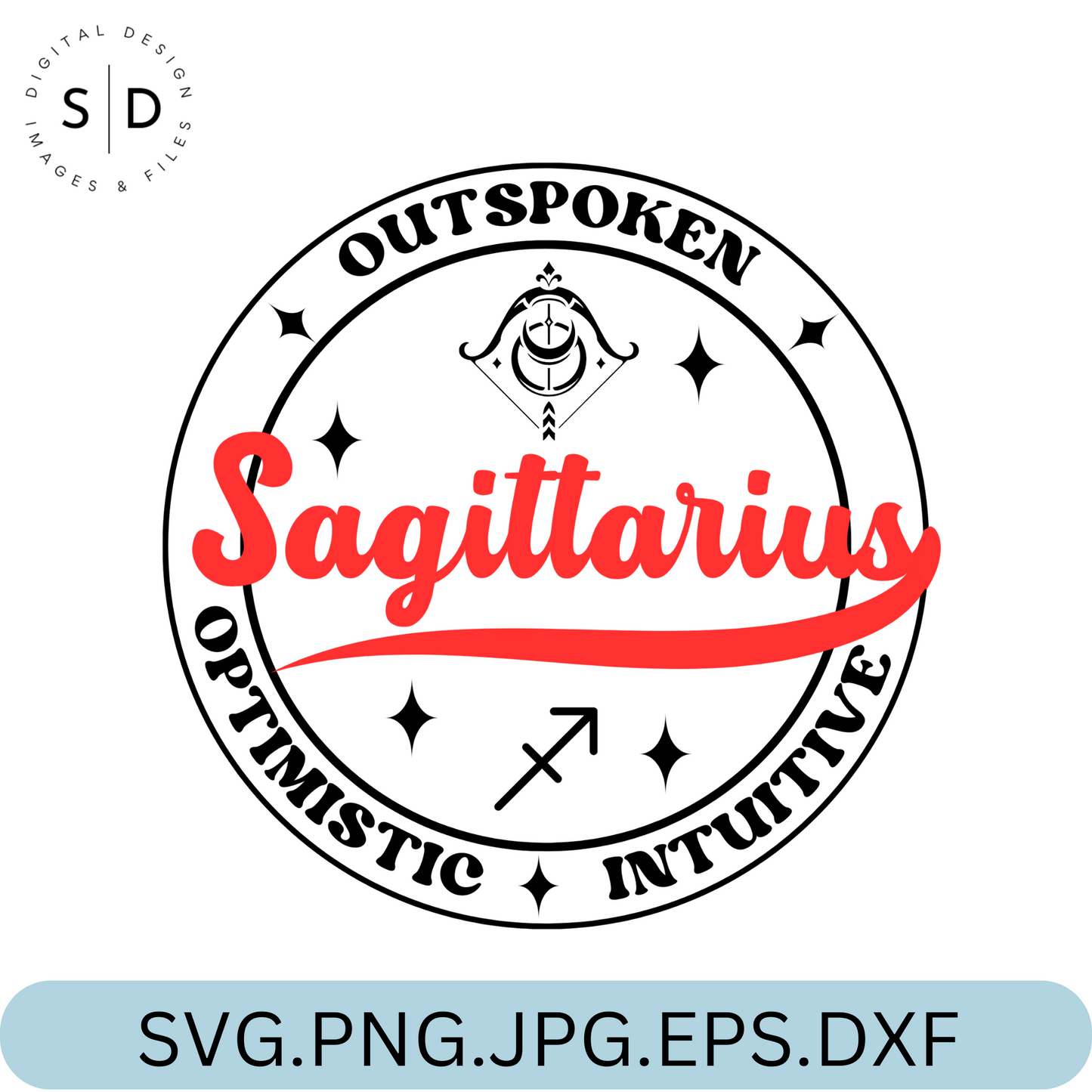 Sagittarius Zodiac Sign Round Frame Retro SVG