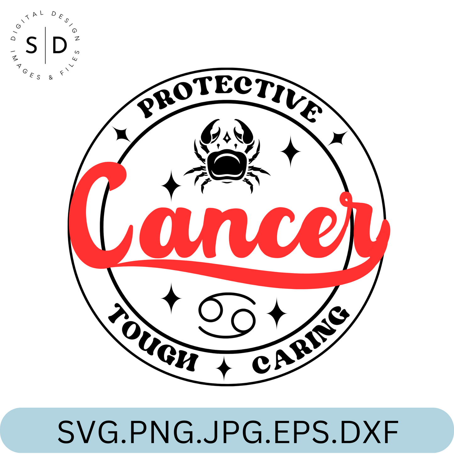 Cancer Zodiac Sign Round Frame Retro SVG