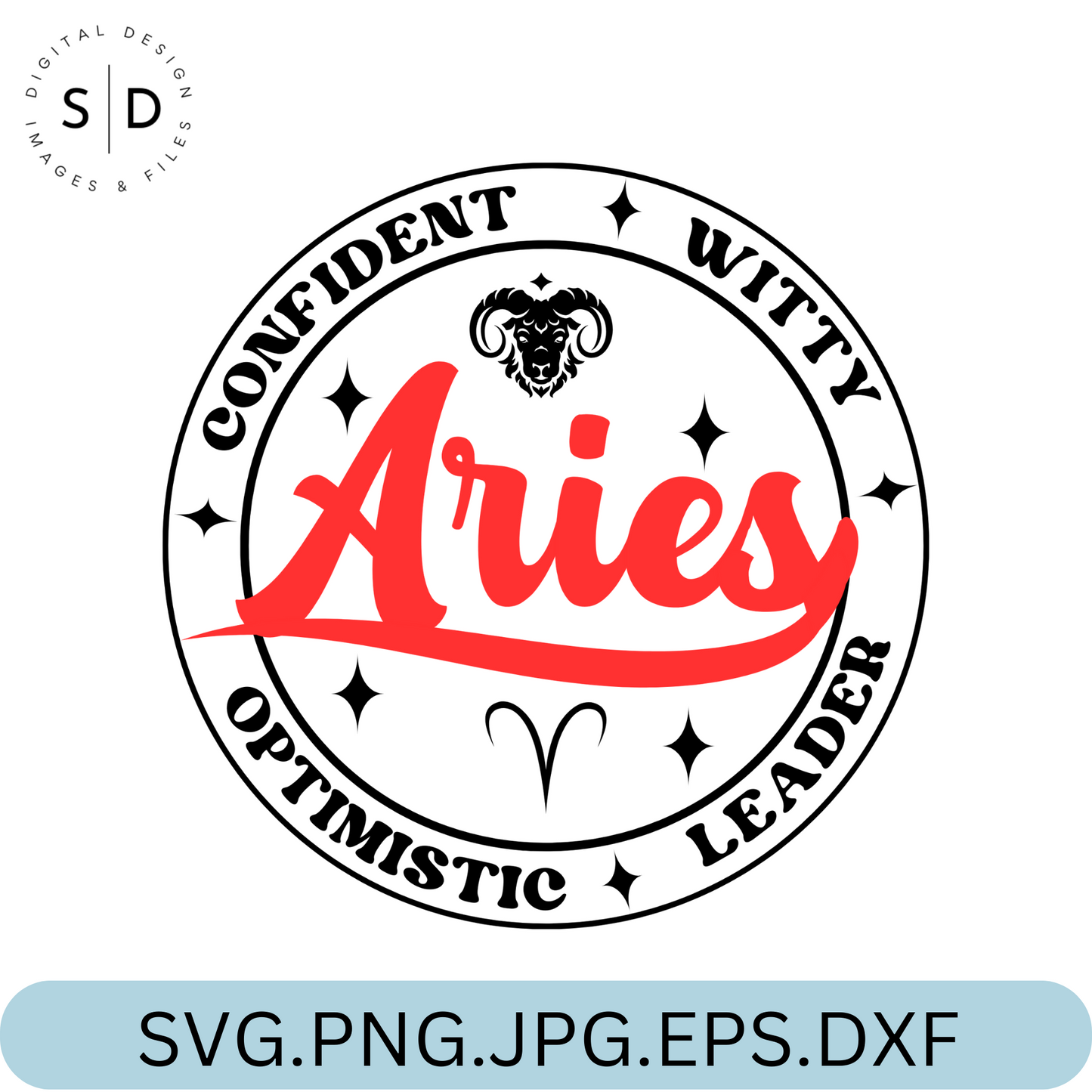 Aries Zodiac Sign Round Frame Retro SVG