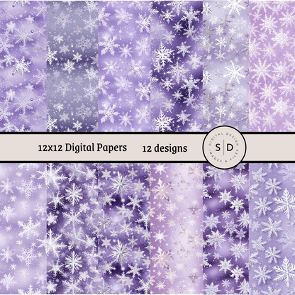 Christmas Snowflake Vol 2 Purple Seamless Digital Papers