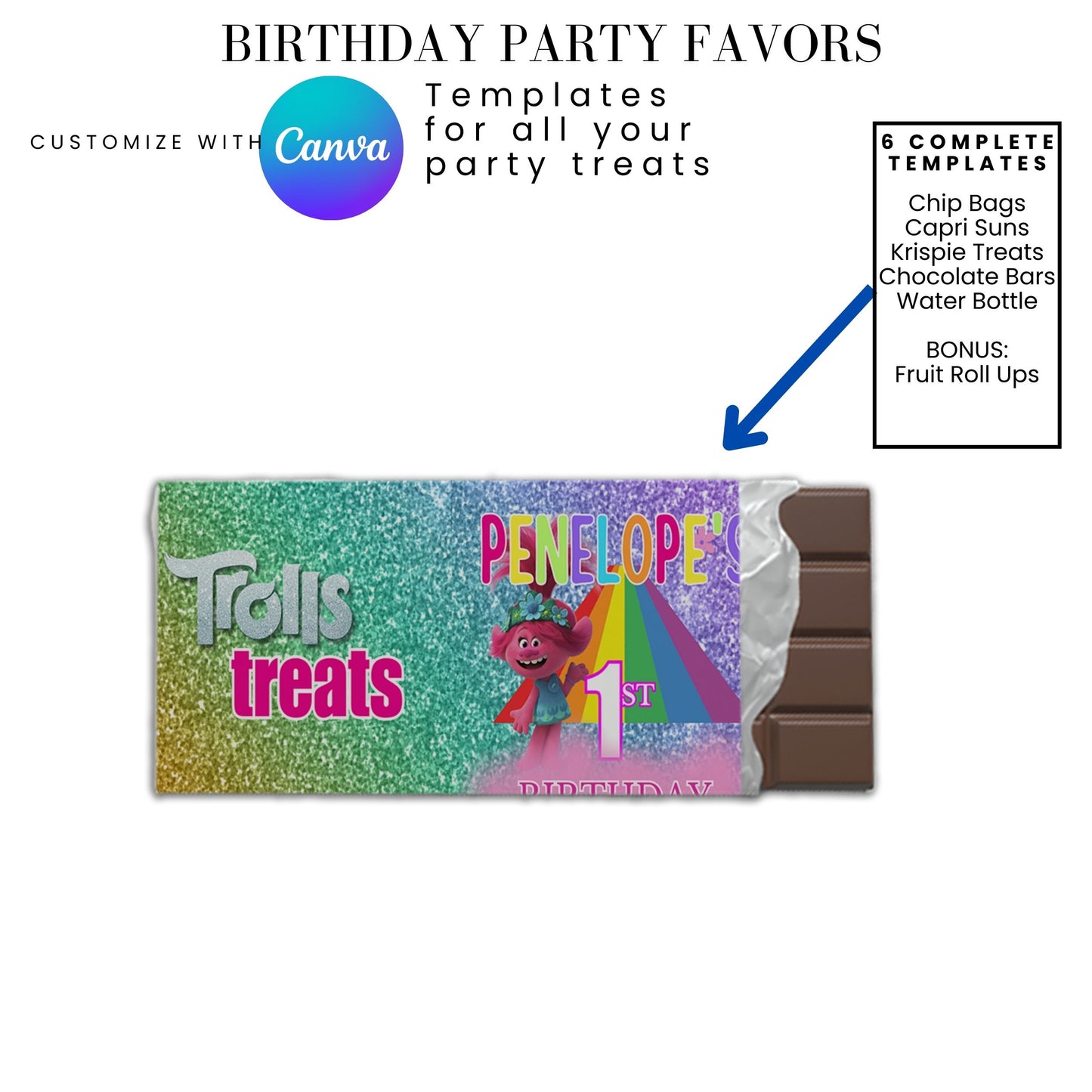 Trolls Party Favor Templates Bundle