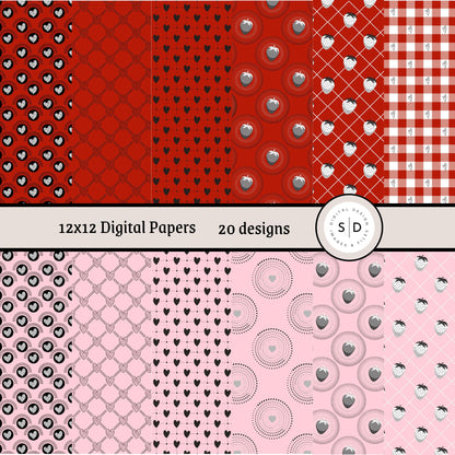 Hearts & Berries Seamless Digital Papers