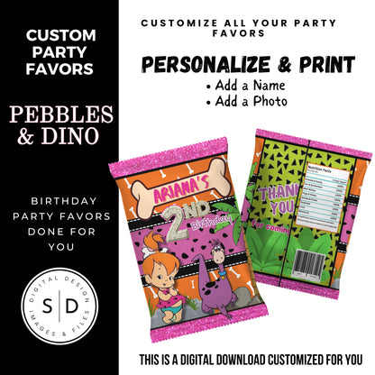 Pebbles & Dino Stone Age Birthday Party Favors DFY