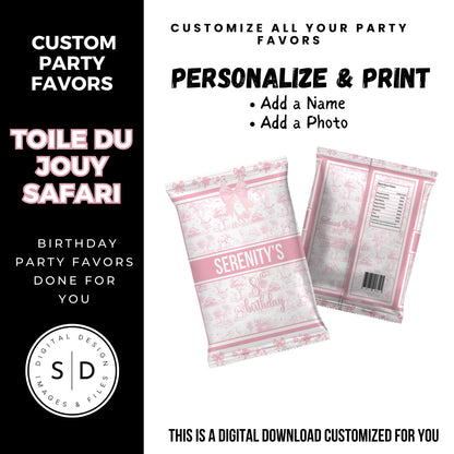 Toile du Jouy Safari Party Printable Favor Designs DFY