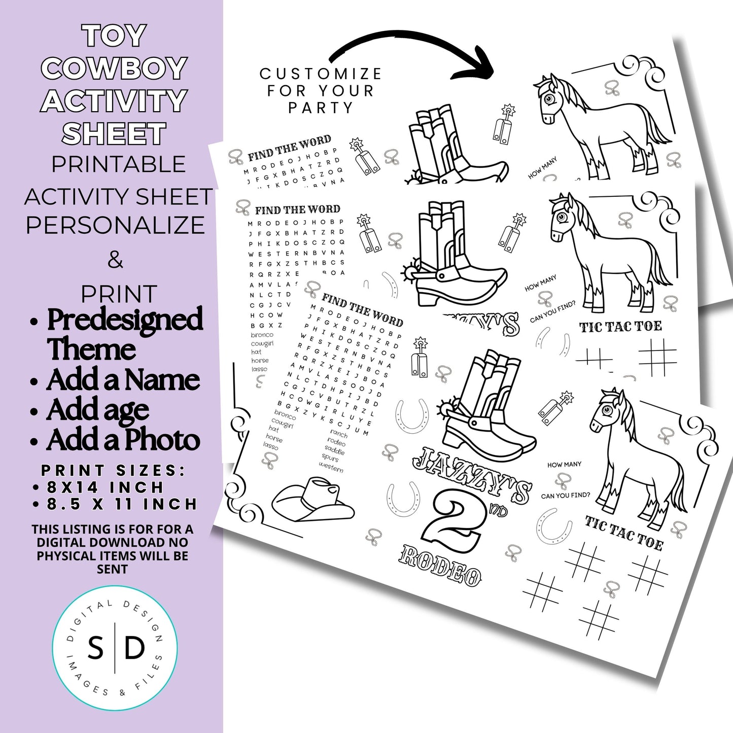 Rodeo Birthday Party Activity Sheet – Editable Canva Template