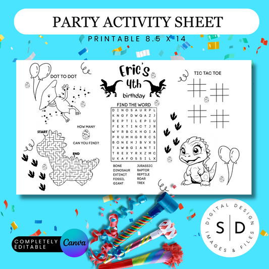 Dinosaur Party Activity Sheet