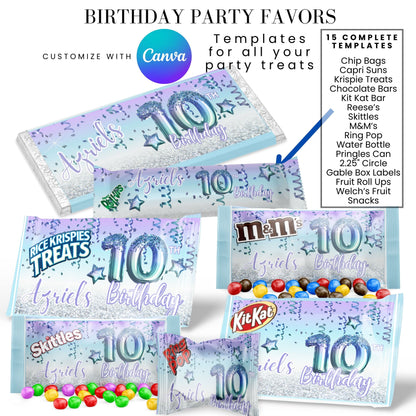 Ocean Foils Birthday Party Favor Templates Bundle