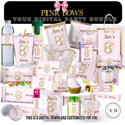 Pink Bow Party Printable Favor Designs DFY