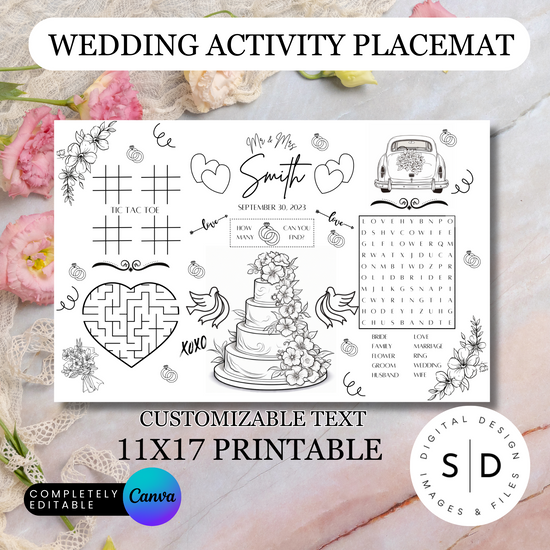 Printable Wedding Coloring Placemat – Stockpile Digital