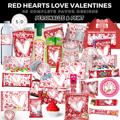 Hearts Valentines Party Favors Templates Bundle