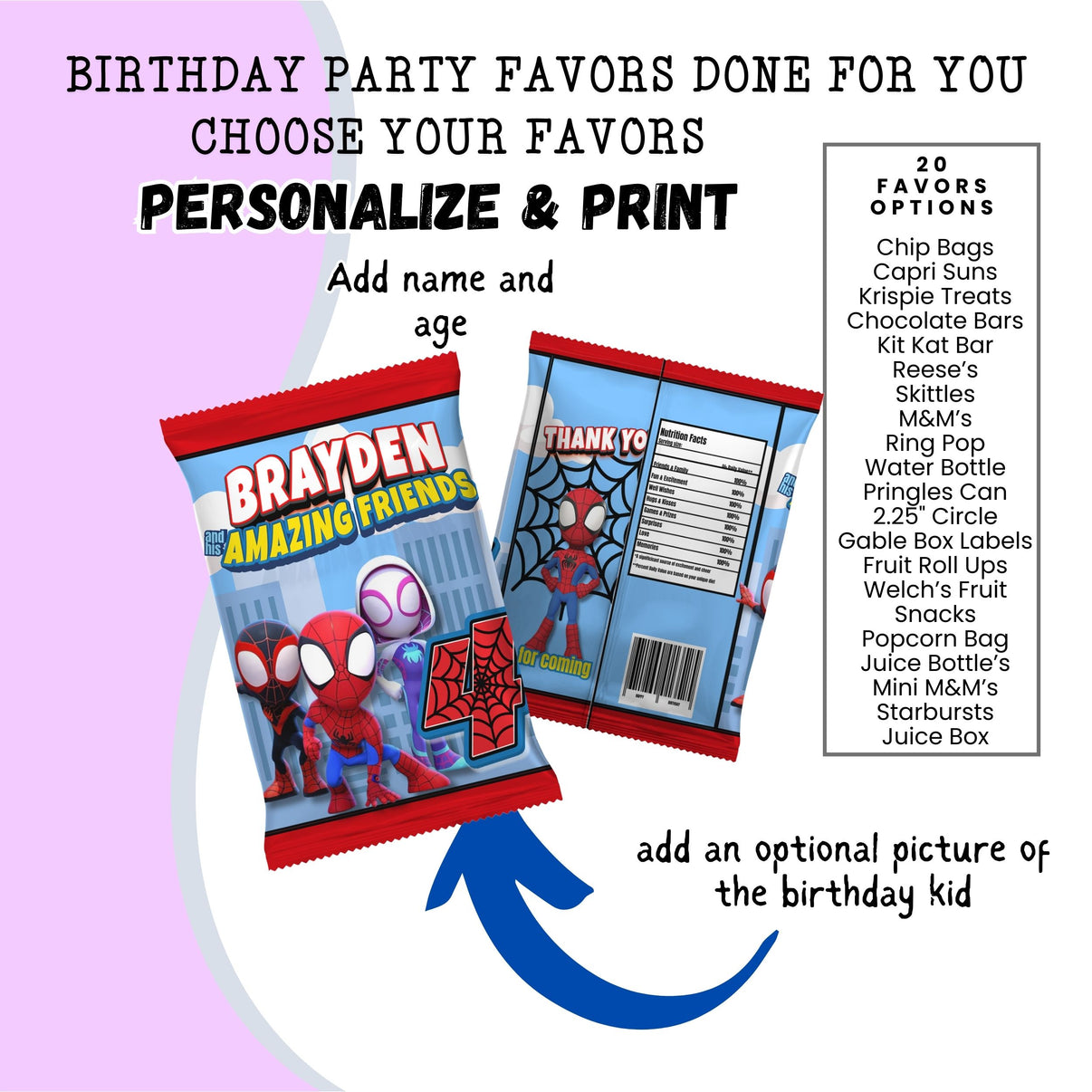 Spidey & Friends Birthday Party Favors DFY Stockpile Digital