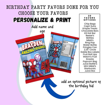 Spidey & Friends Birthday Party Favors DFY