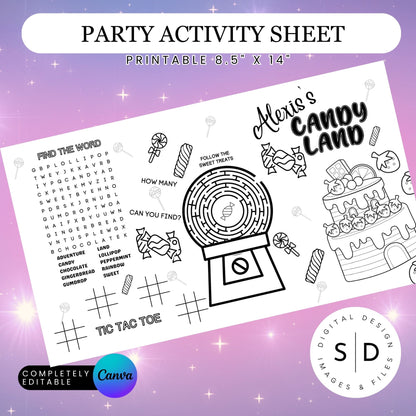 Candy Land Birthday Party Activity Sheet